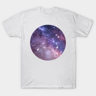 Leo Sign in the Dark Pink Starry Night Sky T-Shirt